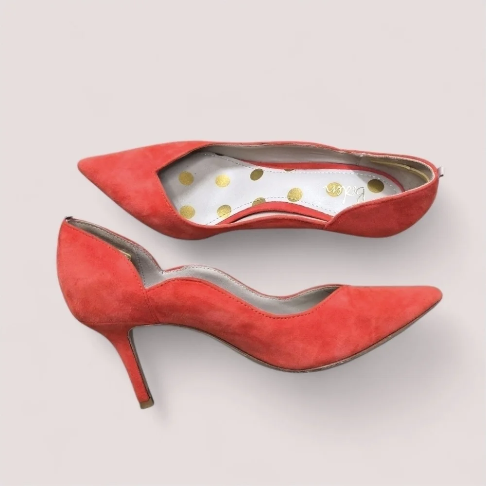 Boden Suede Leather Madison Courts Burnt Orange Scallop Heels Size 7.5